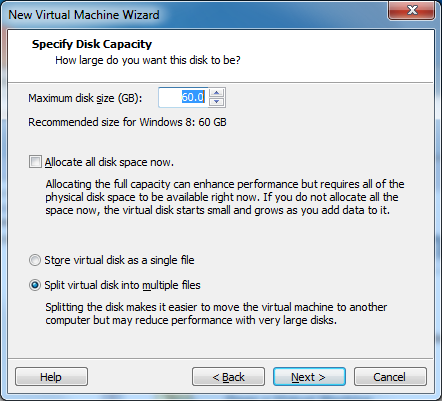 Specify Disk Capacity