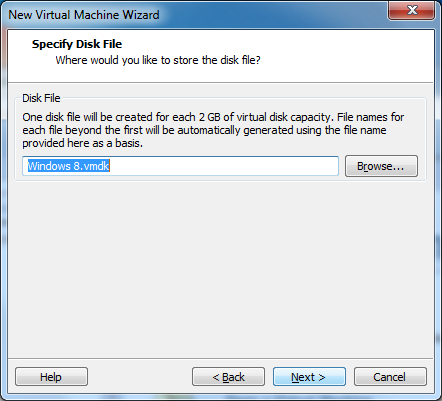 Specify Disk file